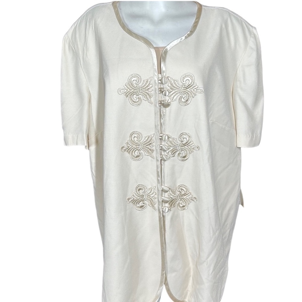 Elegant Cream & Silver Trim Fleur-de-Lis Jacket Sz 24WP Pride & Joy Wedding NWT